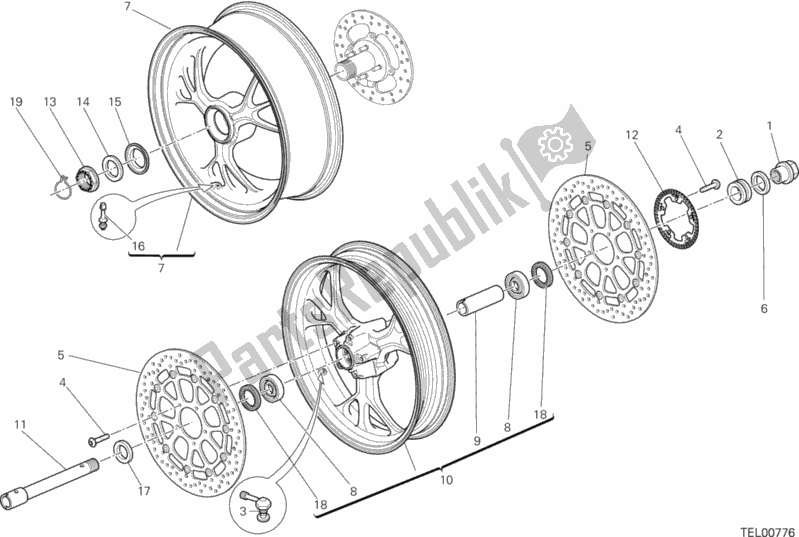 Tutte le parti per il Ruota Anteriore E Posteriore del Ducati Hypermotard SP 821 2014